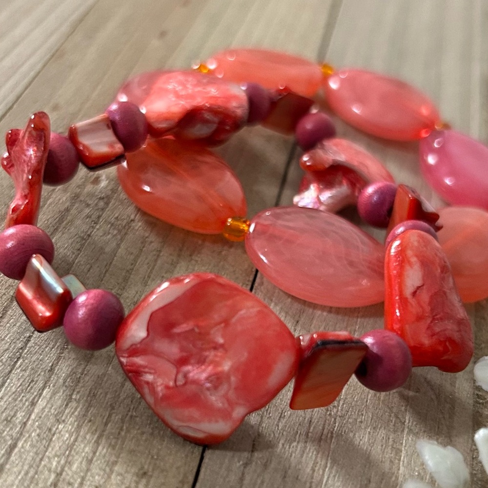 SET of Vibrant Pink and Faux Stone Bracelets - Picture 6 of 6